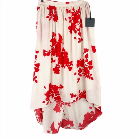 NWT Rules of Etiquette Cherry Blossom Floral Hi Lo Midi Circle Skirt L - Picture 2 of 7